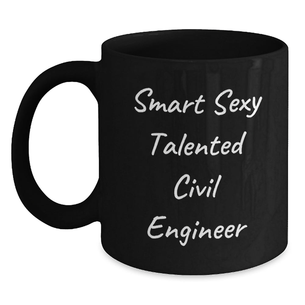 Funny Civil Engineer Gifts from Friends for Smart Talented Men, Black Ceramic Coffee Mugs, Christmas Unique - Main