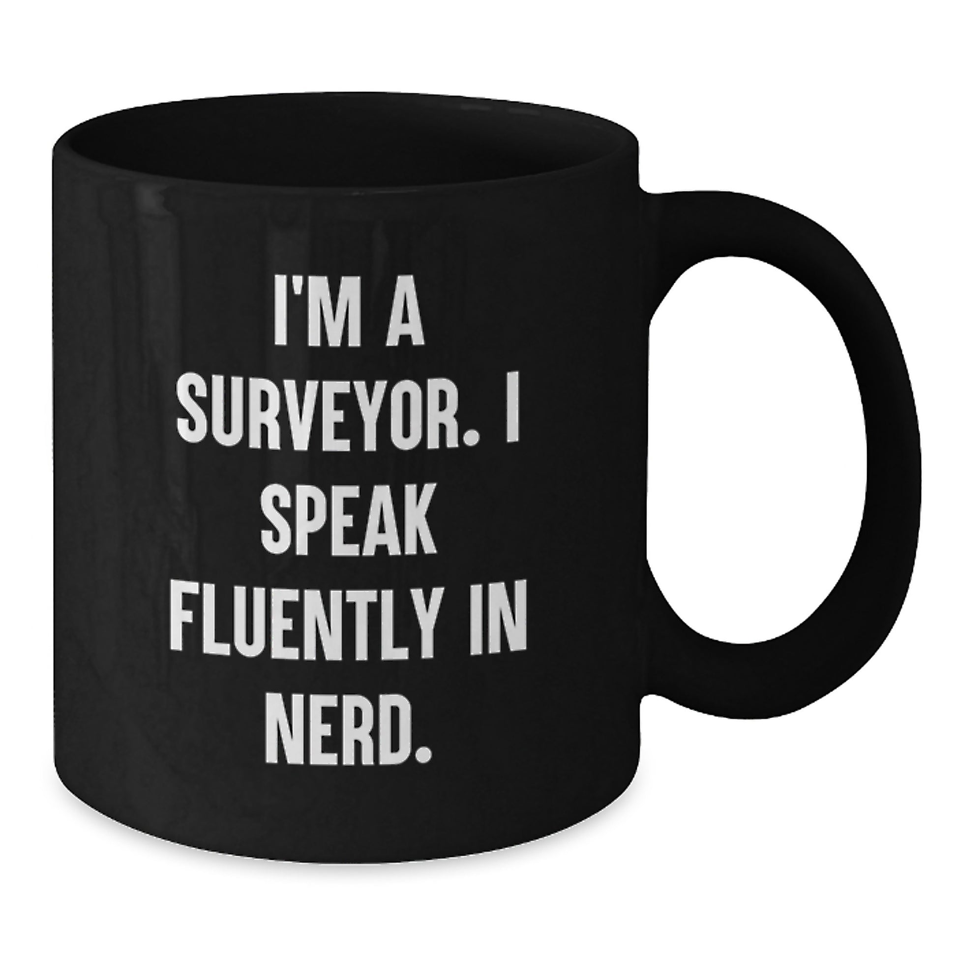 Funny Surveyor Gifts from Men to Friends, I'm A Surveyor. I Speak Fluently In genius. Valentine's Unique Black Coffee Mugs for Surveyor Enthusiasts - Additional