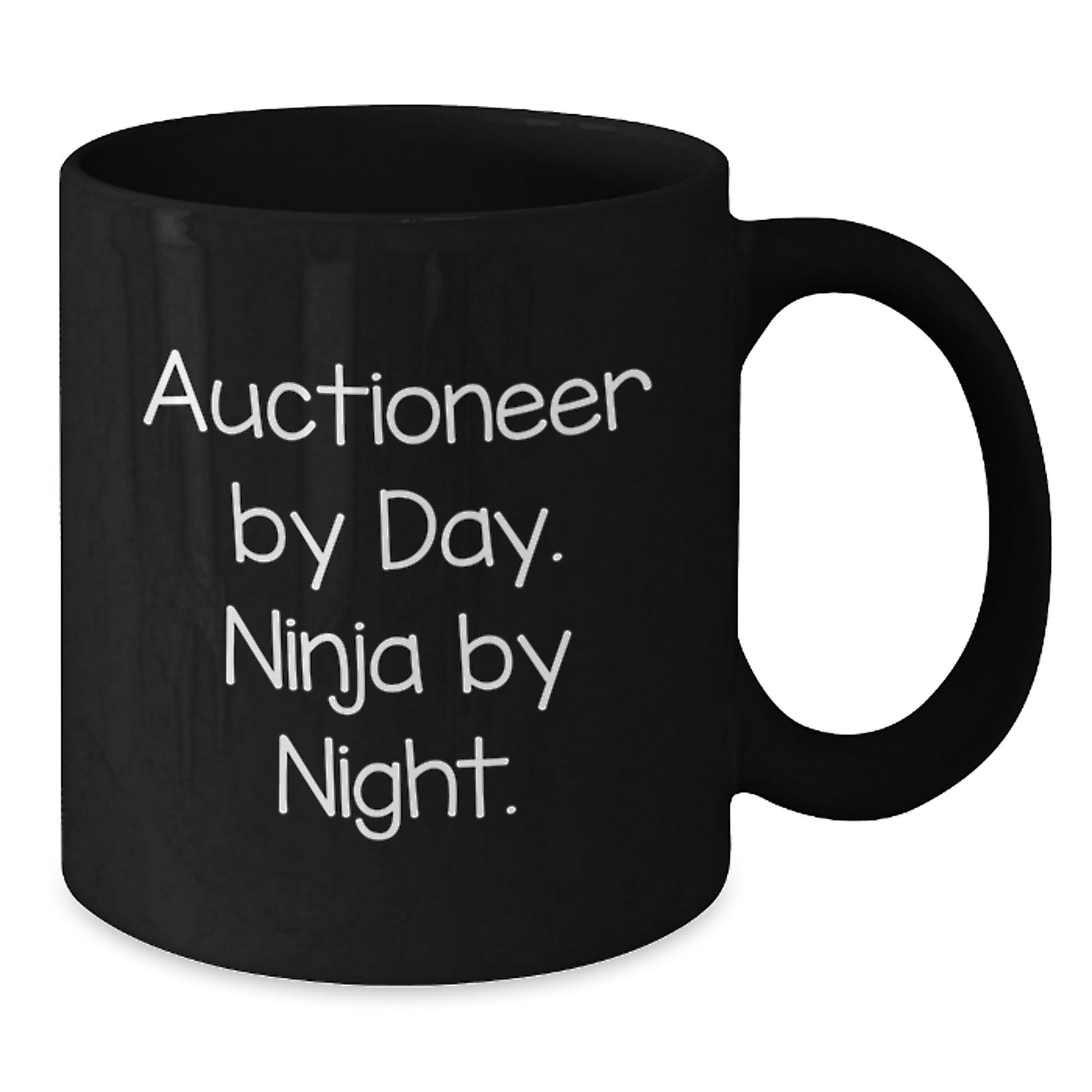 Funny Auctioneer Gifts for Men, Auctioneer By Day Ninja By Night Valentine's Black Coffee Mug, Unique Gifts from Friends to Auctioneer - Additional