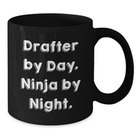 Load image into Gallery viewer, Drafter Gifts for Men - Funny Black Coffee Mug - Drafter By Day. Ninja By Night. - Unique Christmas Unique Gift for Drafter Friends - Additional
