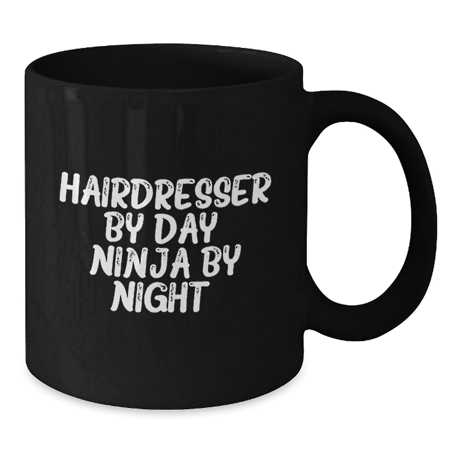 Hairdresser By Day Funny Mugs Gifts from Men to Hairdresser Friends, Birthday Unique Gifts, Black Coffee Mug Quote 'Hairdresser By Day Ninja By Night' - Additional
