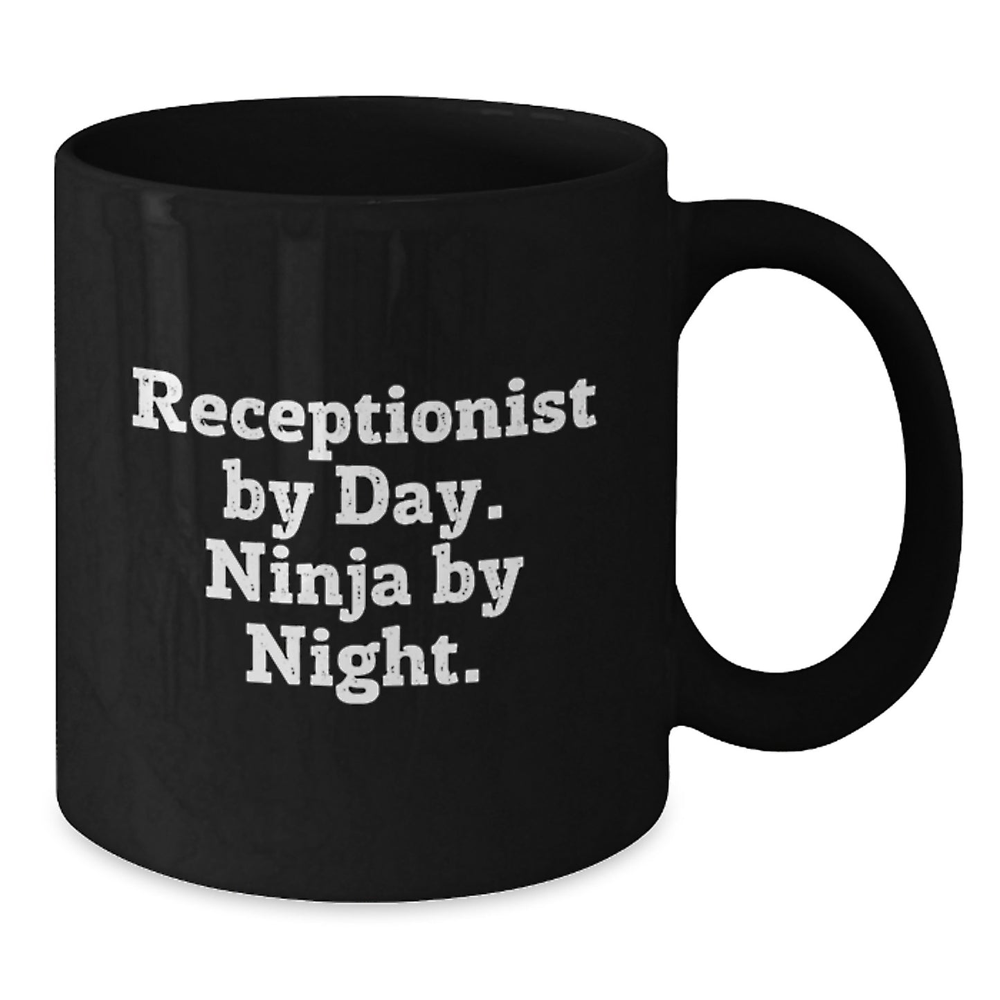 Receptionist Gifts from Friends or Family, 'Receptionist By Day. Ninja By Night.', Funny Black Coffee Mug for Graduation Unique Gifts - Additional