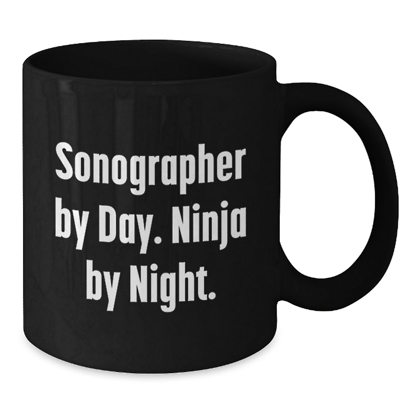 Funny Sonographer Gifts for Men Women Coworkers Family, Black Coffee Mug for Sonographer by Day Ninja by Night, Unique Graduation Gift from Friends - Additional