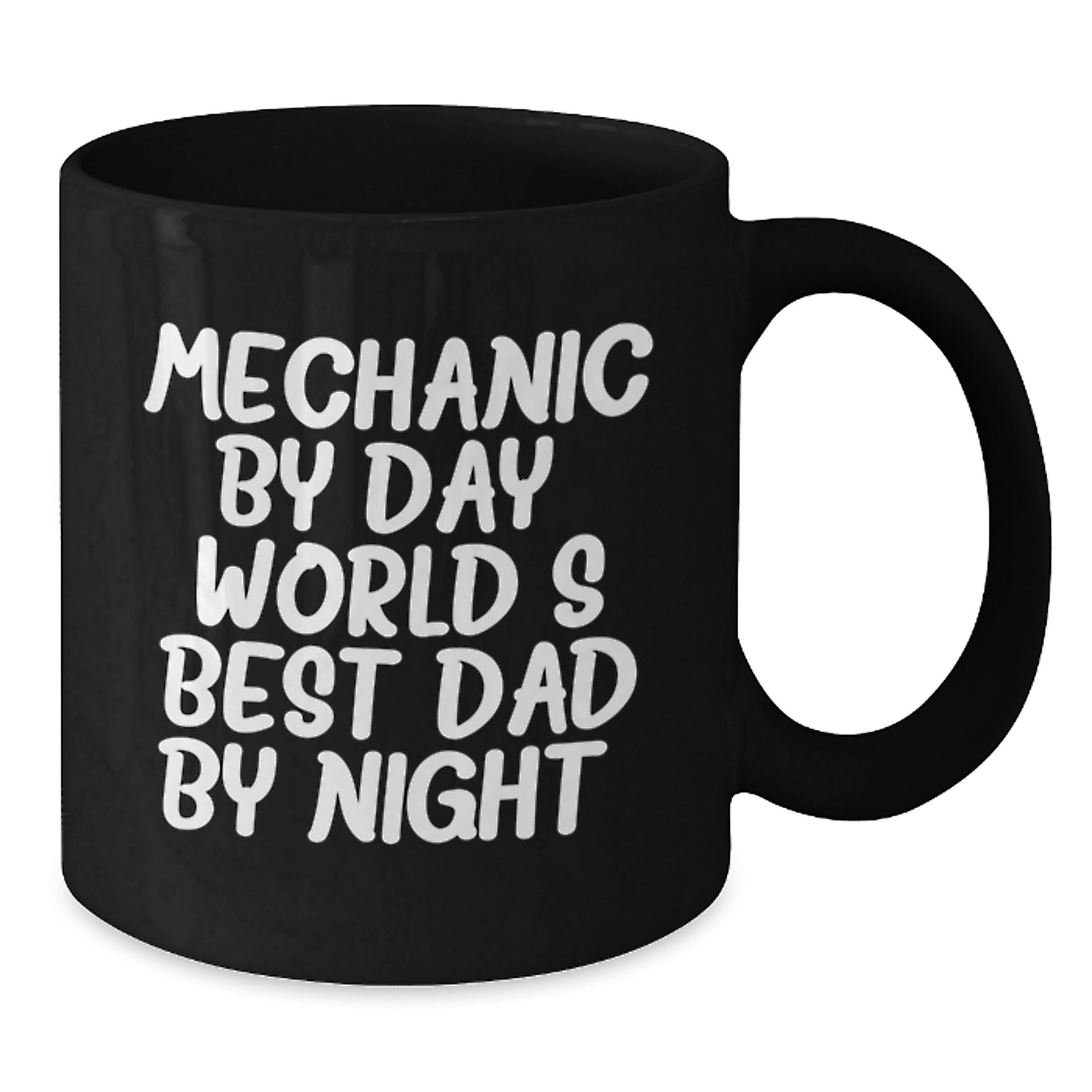 Funny Mechanic Gifts for Men - Black Coffee Mug with 'Mechanic By Day, World's Best Dad By Night.' Quote - Valentine's Unique Gifts from Men to Mechanic Friends - Additional