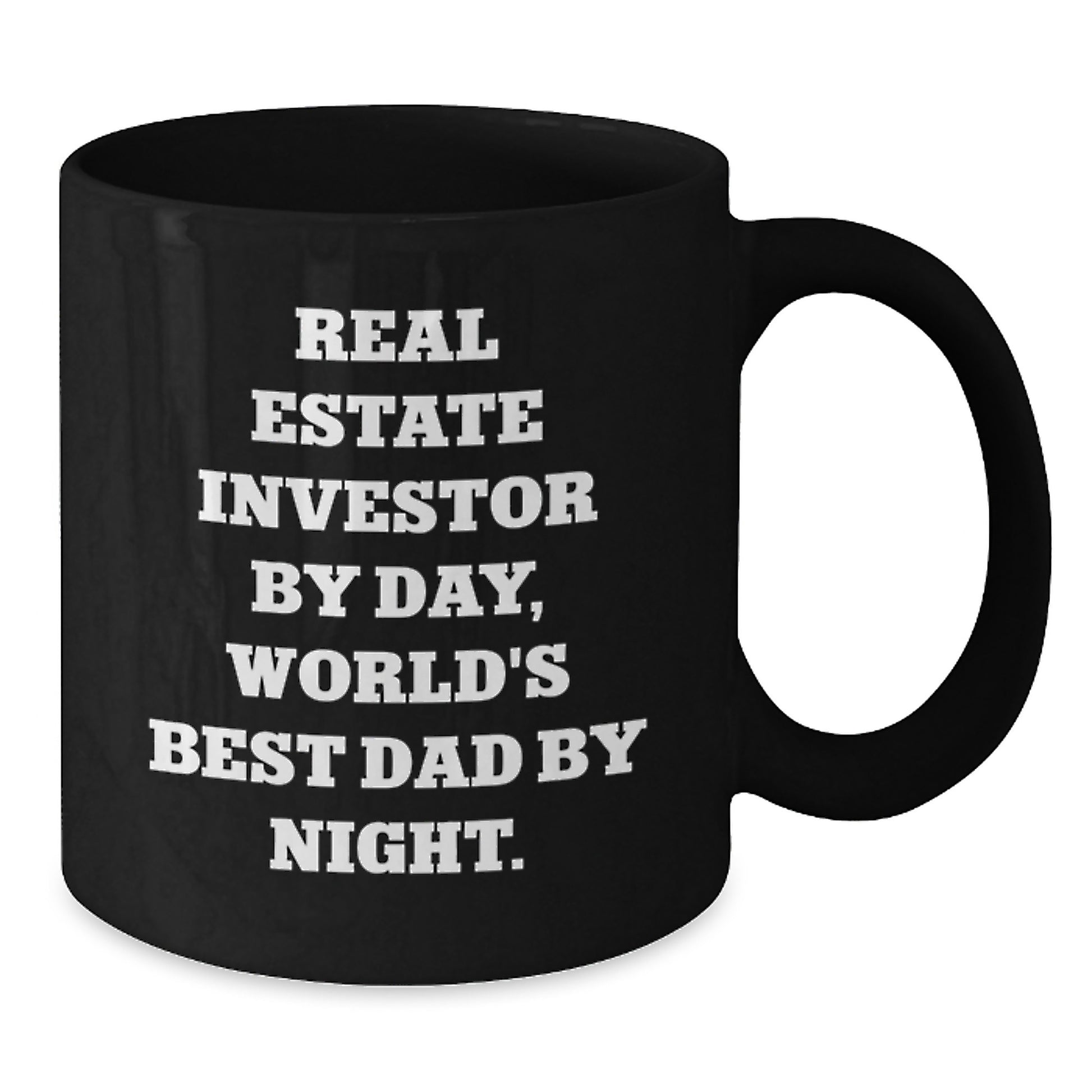 Real Estate Investor Gifts from Friends, Unique Graduation Gifts for Real Estate Investor by Day, World's Best Dad by Night, Black Coffee Mug, Funny Quote - Additional