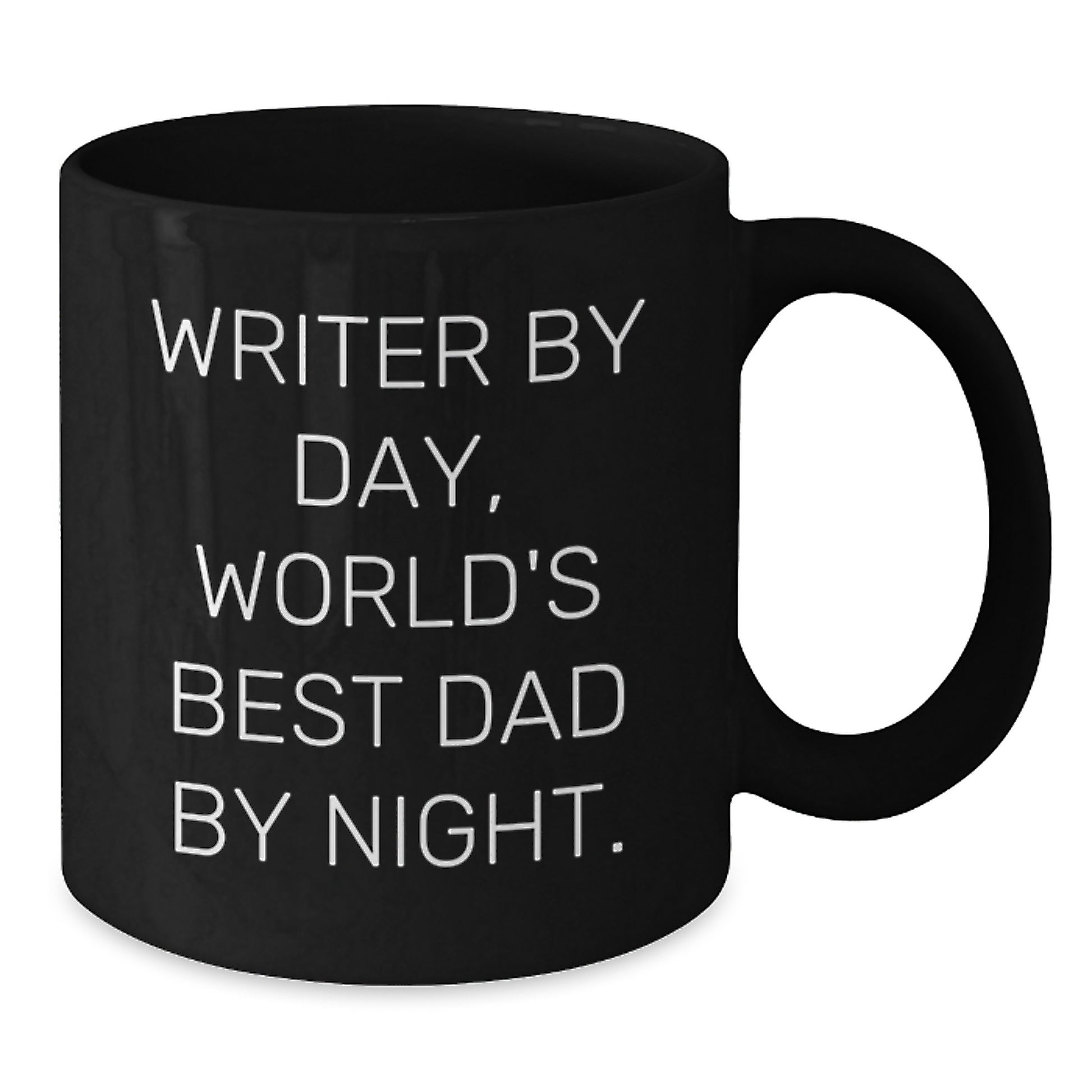 Funny Writer Gifts for Him, Valentine's Unique Mugs from Dad to Son, Black Coffee Mug, 'Writer By Day, World's Best Dad By Night. - Additional