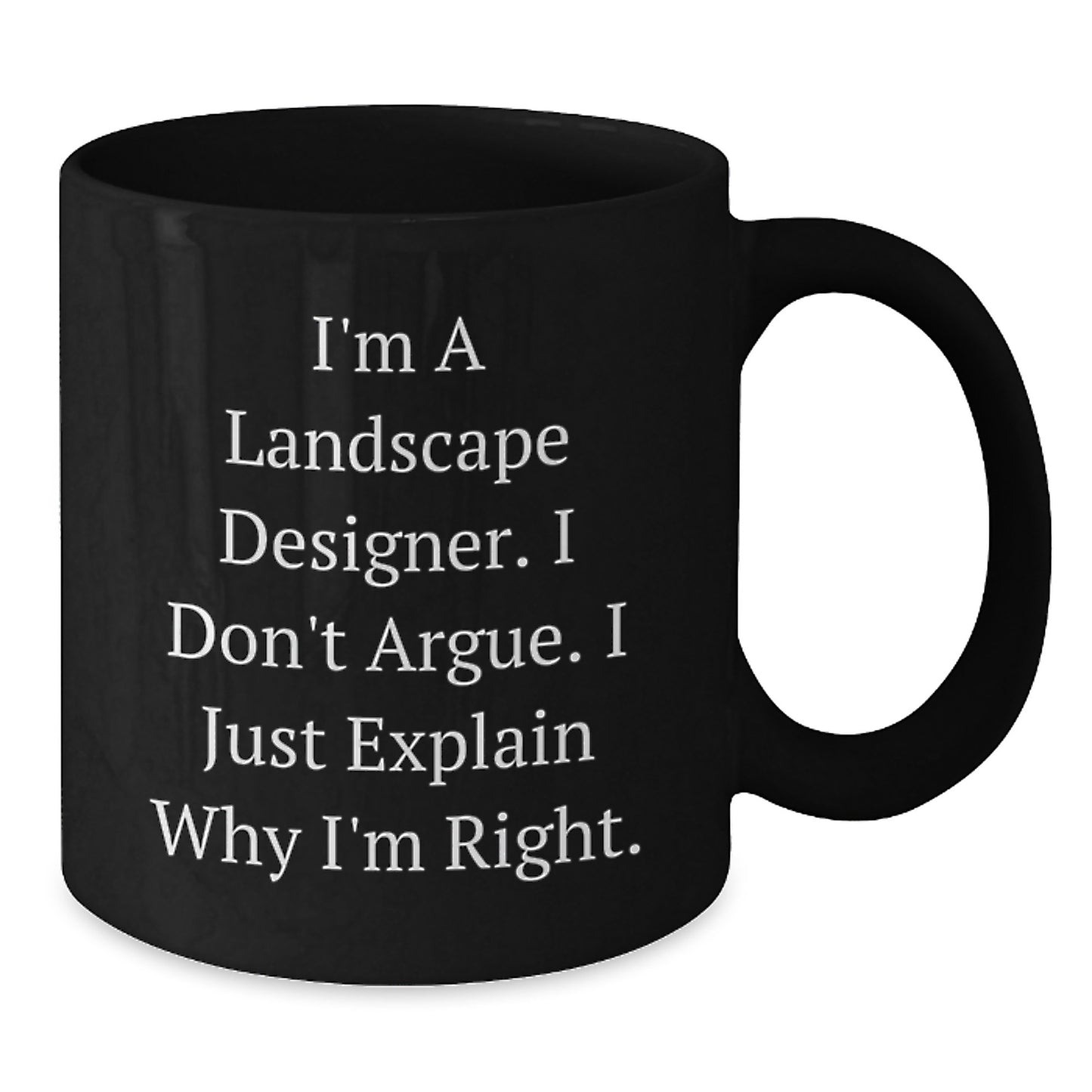 Funny Landscape Designer Gifts from Friends, Unique Inspirational Coffee Mugs for Graduation, I'm Right, Black Ceramic Mug, 11oz or 15oz, Microwave and Dishwasher Safe - Additional
