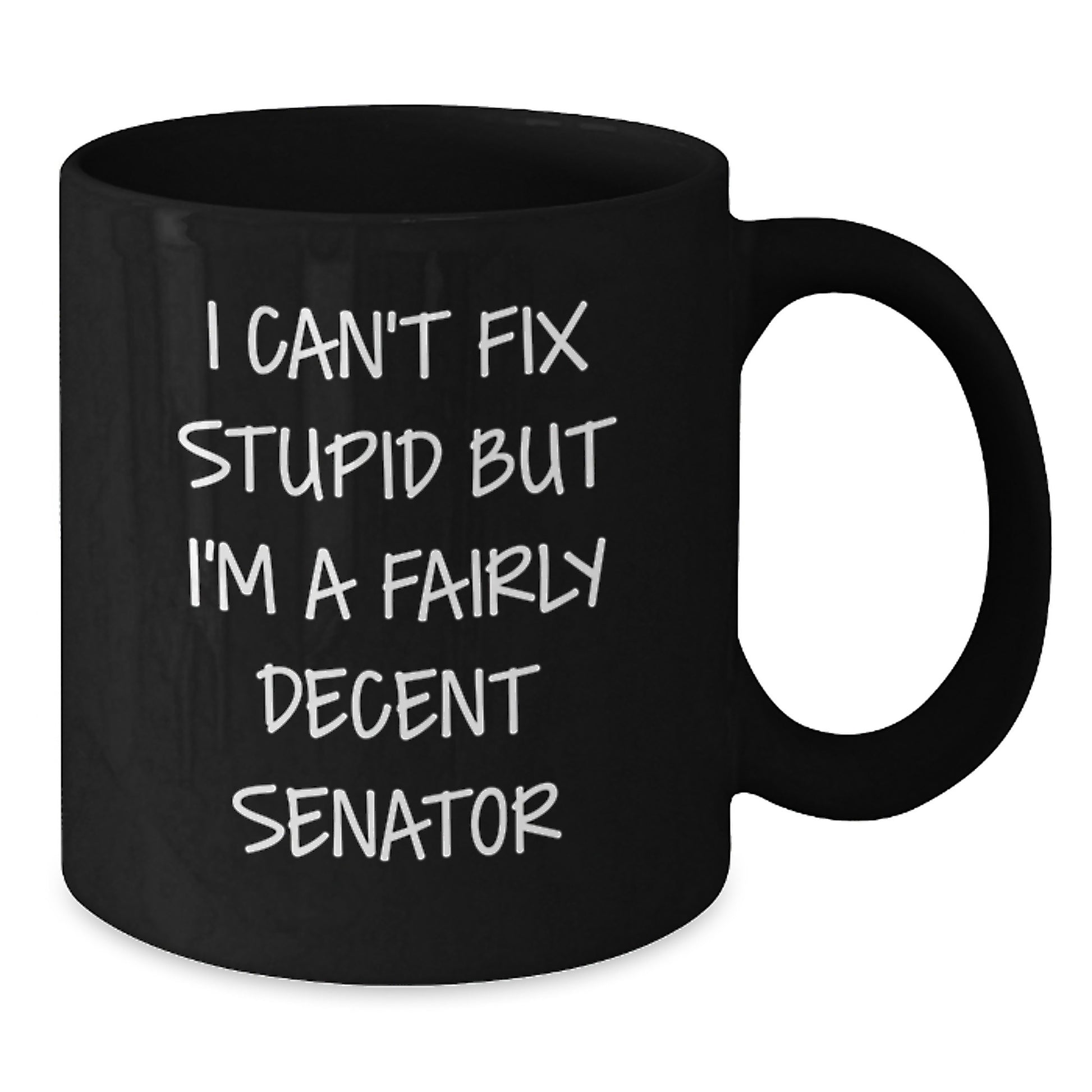 Funny Senator Gifts for Men - I Can't Fix Stupid But I'm A Fairly Decent Senator Black Coffee Mugs for Senator Friends and Family, Unique Christmas Unique Gifts from Men to Senator - Additional