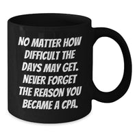 Load image into Gallery viewer, Funny CPA Gifts from Friends for Birthday - Black Coffee Mug with Inspirational Quote, 11oz or 15oz, Microwave and Dishwasher Safe - Additional
