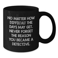 Load image into Gallery viewer, Inspirational Detective Gifts from Friends for Birthday Celebration, Funny Black Coffee Mug Quote, 11oz or 15oz Ceramic Mug - Additional
