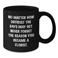 Load image into Gallery viewer, Inspirational Florist Gifts: &#39;No Matter How Difficult&#39; Quote Black Coffee Mug for Florist, Men, Women, Friends, Coworkers, and Family on Birthday or Any Occasion - Additional
