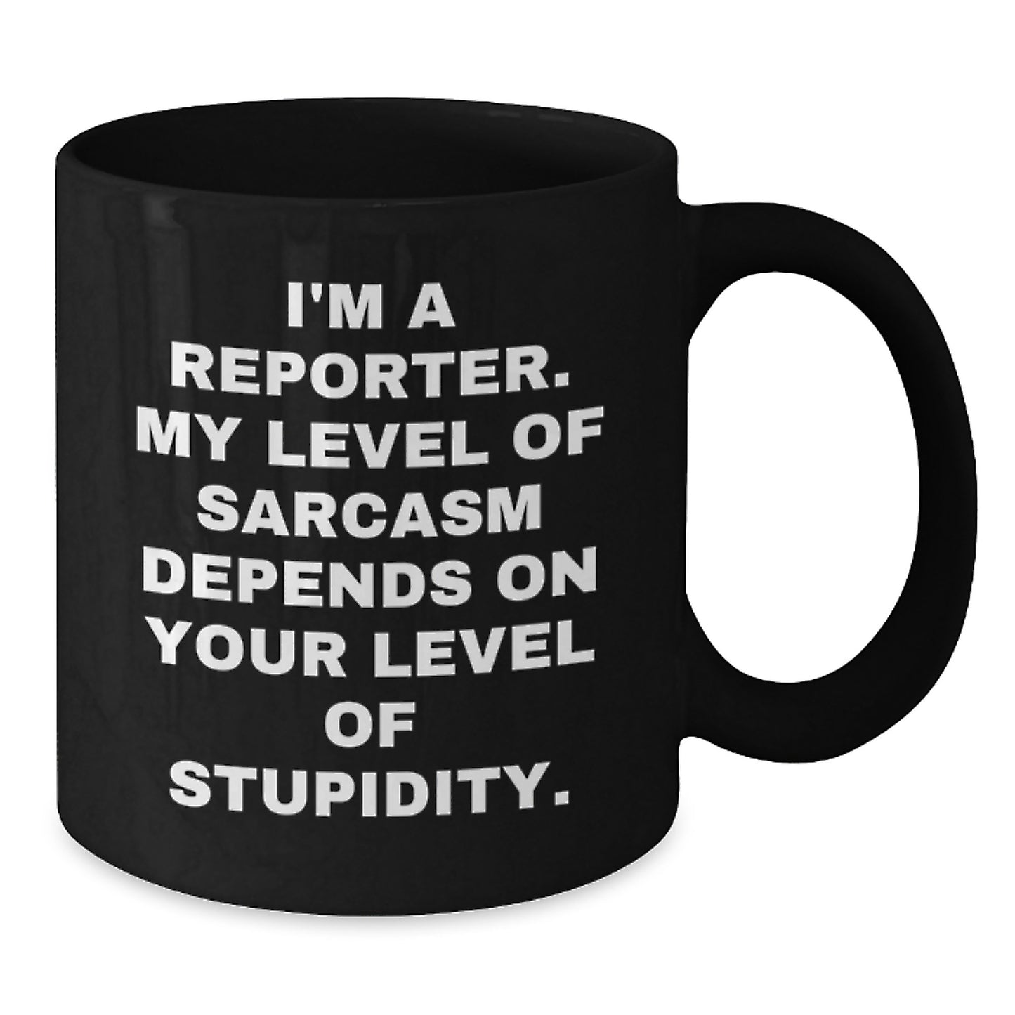 Funny Reporter Gifts for Men from Friends, Christmas Unique Mugs with 'I'm A Reporter. My Level Of Sarcasm Depends On Your Level Of Stupidity. - Additional