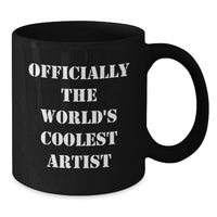 Load image into Gallery viewer, Funny Artist Gifts from Friends for the Officially World&#39;s Coolest Artist Black Coffee Mug - Additional
