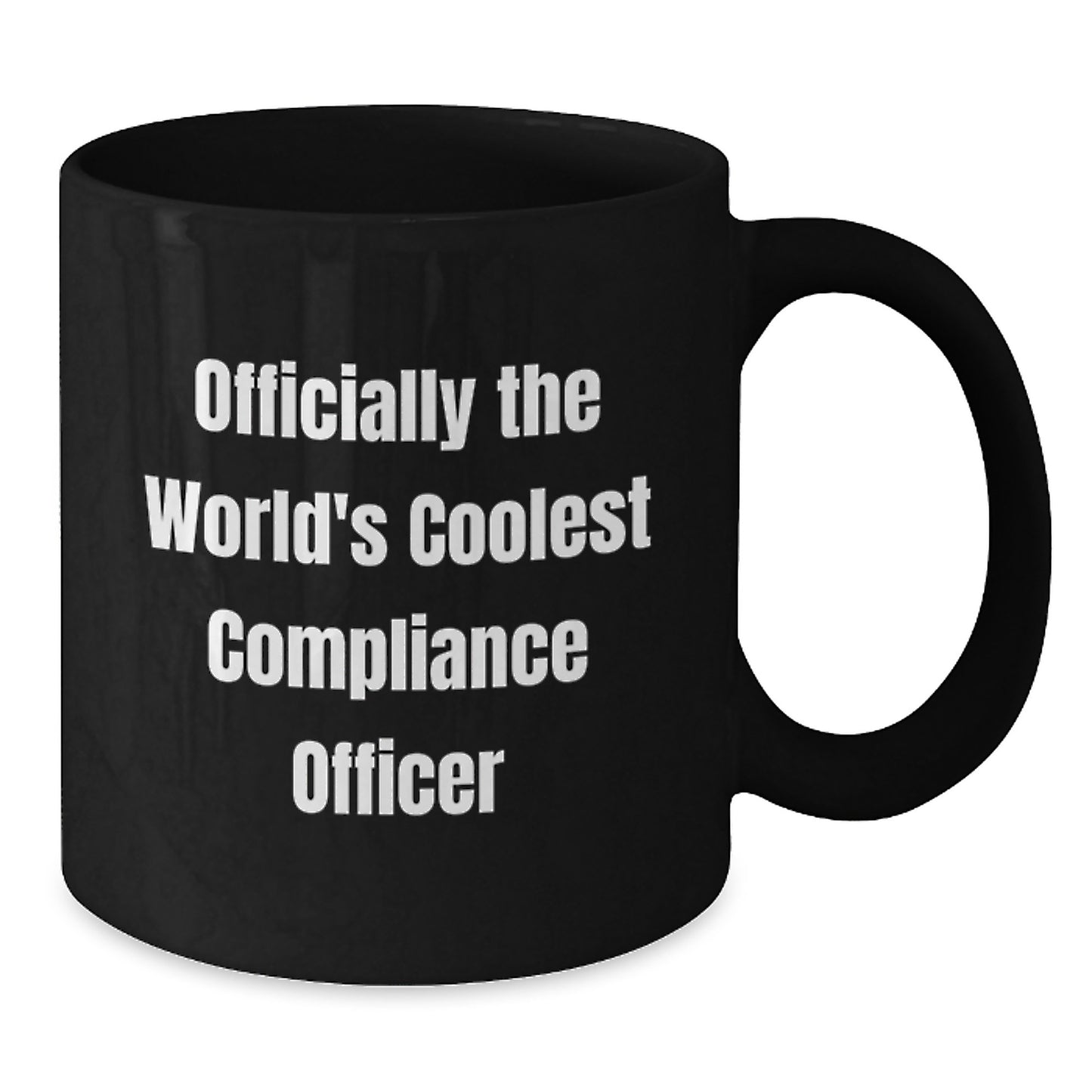 Funny Gifts from Men to Compliance Officer - Officially The World's Coolest Compliance Officer Black Coffee Mug for Christmas - Additional