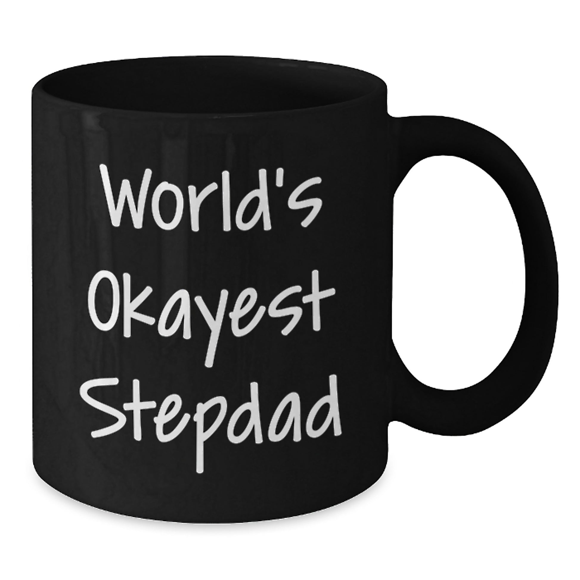 Funny Stepdad Gifts, World's Okayest Stepdad Quote Black Coffee Mug, Perfect Birthday Unique Gifts for Men from Family - Additional