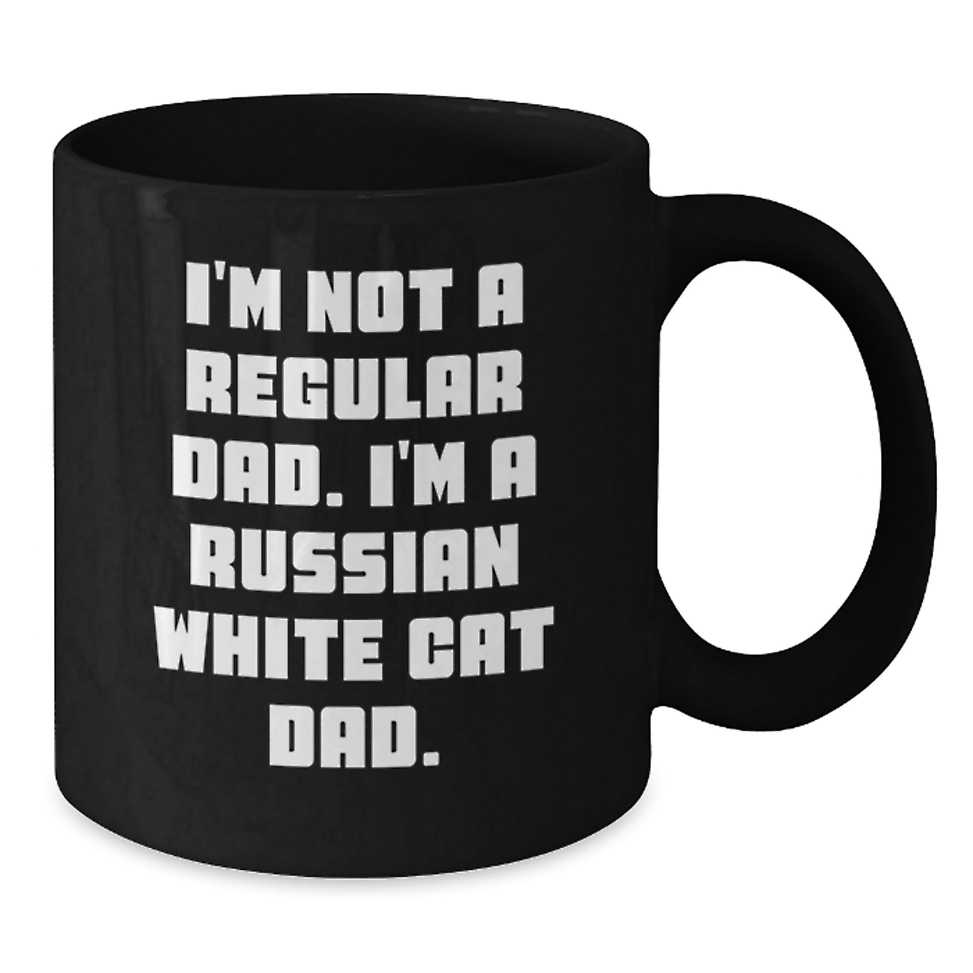 Funny Russian White Cat Dad Black Coffee Mug Gifts for Men from Family - Additional