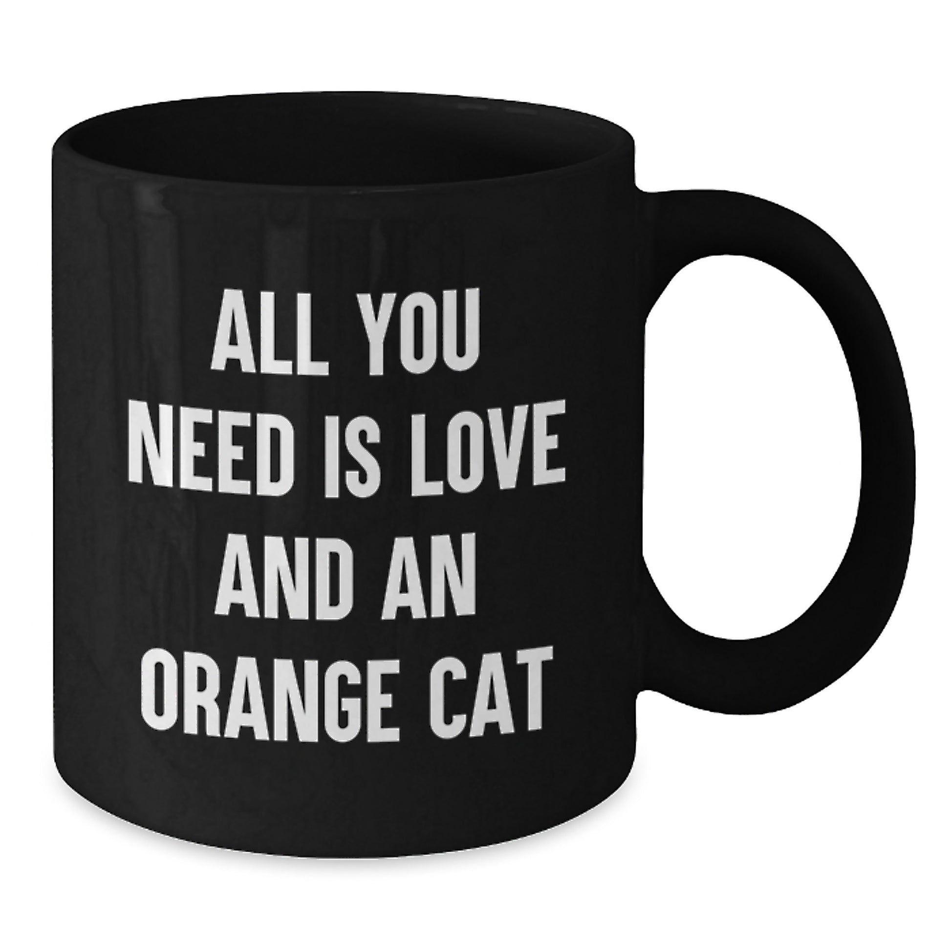 Funny Orange Cat Gifts for Men Women Friends Family, Unique Valentine's Black Coffee Mug - 'All You Need Is Love And An Orange Cat' - Additional