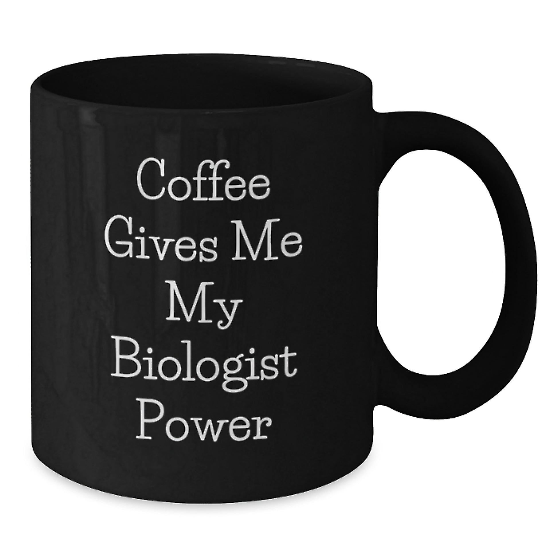 Funny Biologist Gifts for Him or Her, Black Coffee Mug - 'Coffee Gives Me My Biologist Power', Perfect Graduation Unique Gifts from Friends or Family - Additional