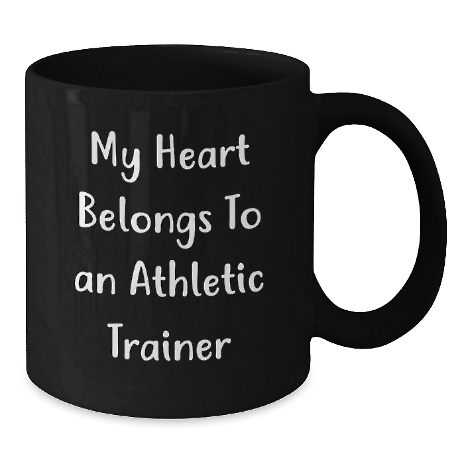 Funny Athletic Trainer Gifts from Lover, 'My Heart Belongs To An Athletic Trainer' Valentine's Unique Black Coffee Mugs for Men, Women, Family, Friends - Additional