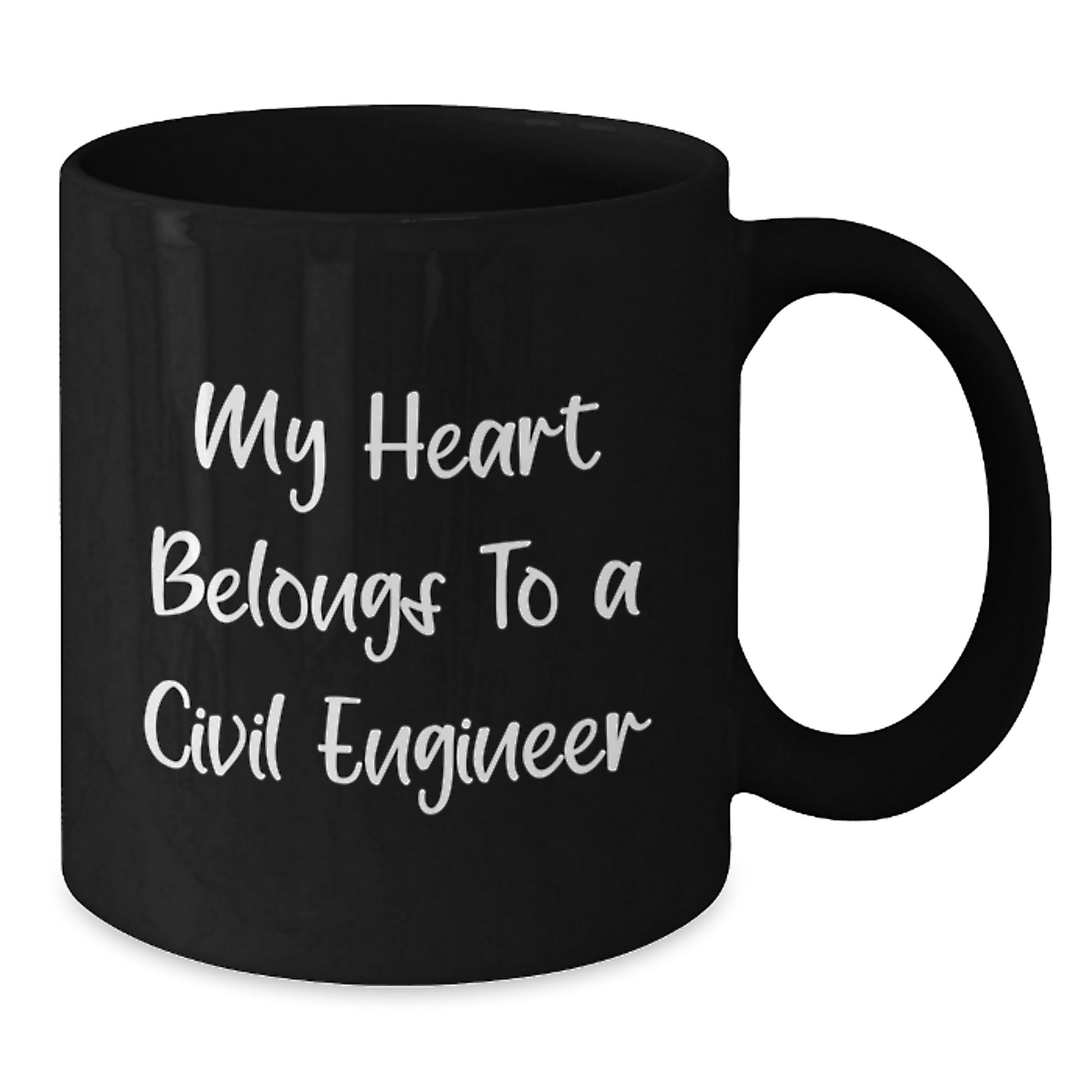 Funny Civil Engineer Birthday Unique Gifts from Friends, Unique Black Coffee Mug for Civil Engineer Men, 'My Heart Belongs To A Civil Engineer' Quote - Additional
