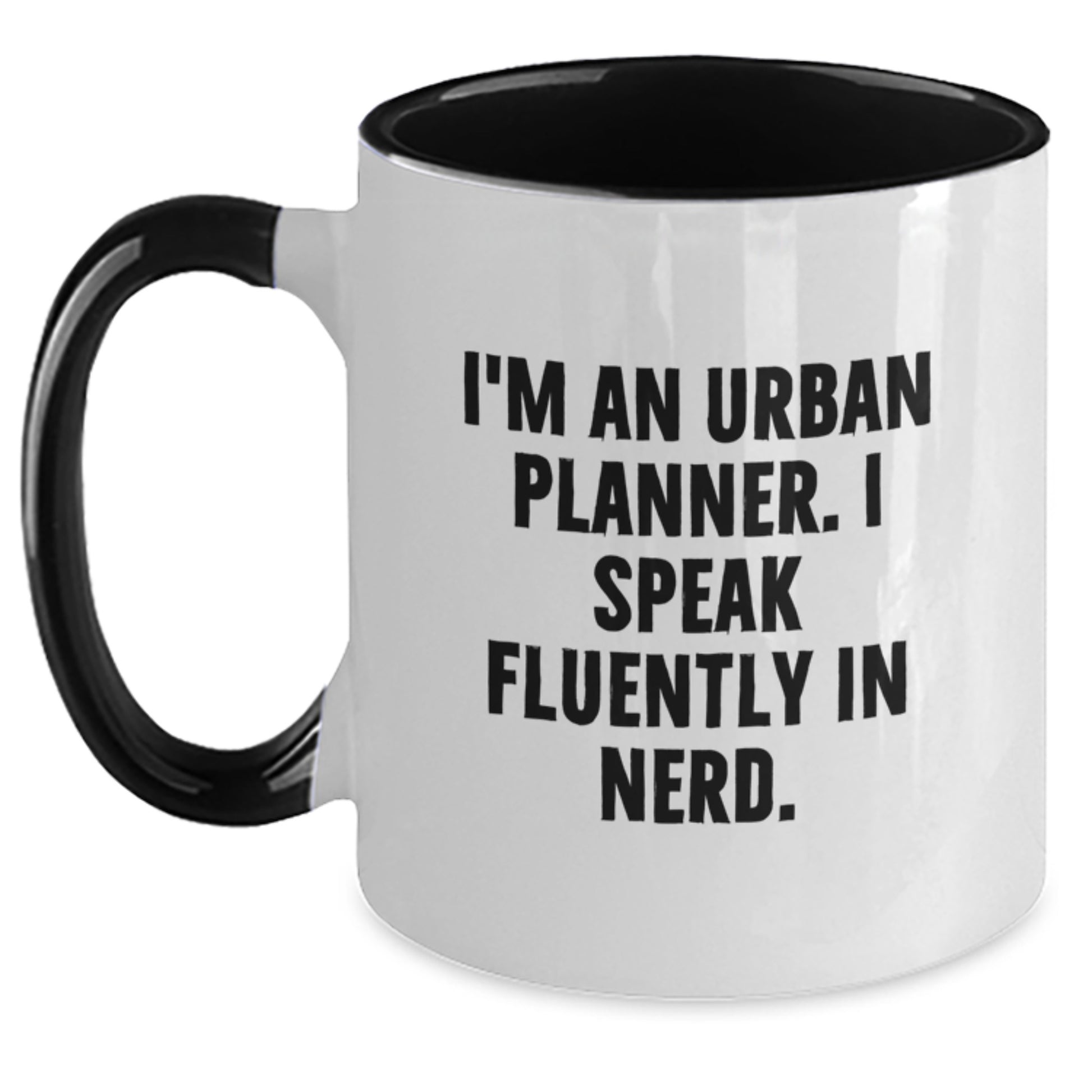 Funny Urban Planner Gifts, Valentine's Unique Mugs for Him, 'I'm An Urban Planner. I Speak Fluently In genius.' Two Tone Coffee Mugs from Friends, Valentine's Presents for Urban Planner - Main