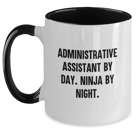 Funny Administrative Assistant Gifts for Graduation, Two Tone Coffee Mug, 'Administrative Assistant By Day. Ninja By Night.', Unique Gifts from Friends or Family - Main