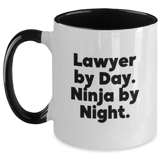 Funny Lawyer Gifts from Friends, Men, Women - Lawyer By Day. Ninja By Night. Two Tone Coffee Mug for Graduation Unique Presents - Main