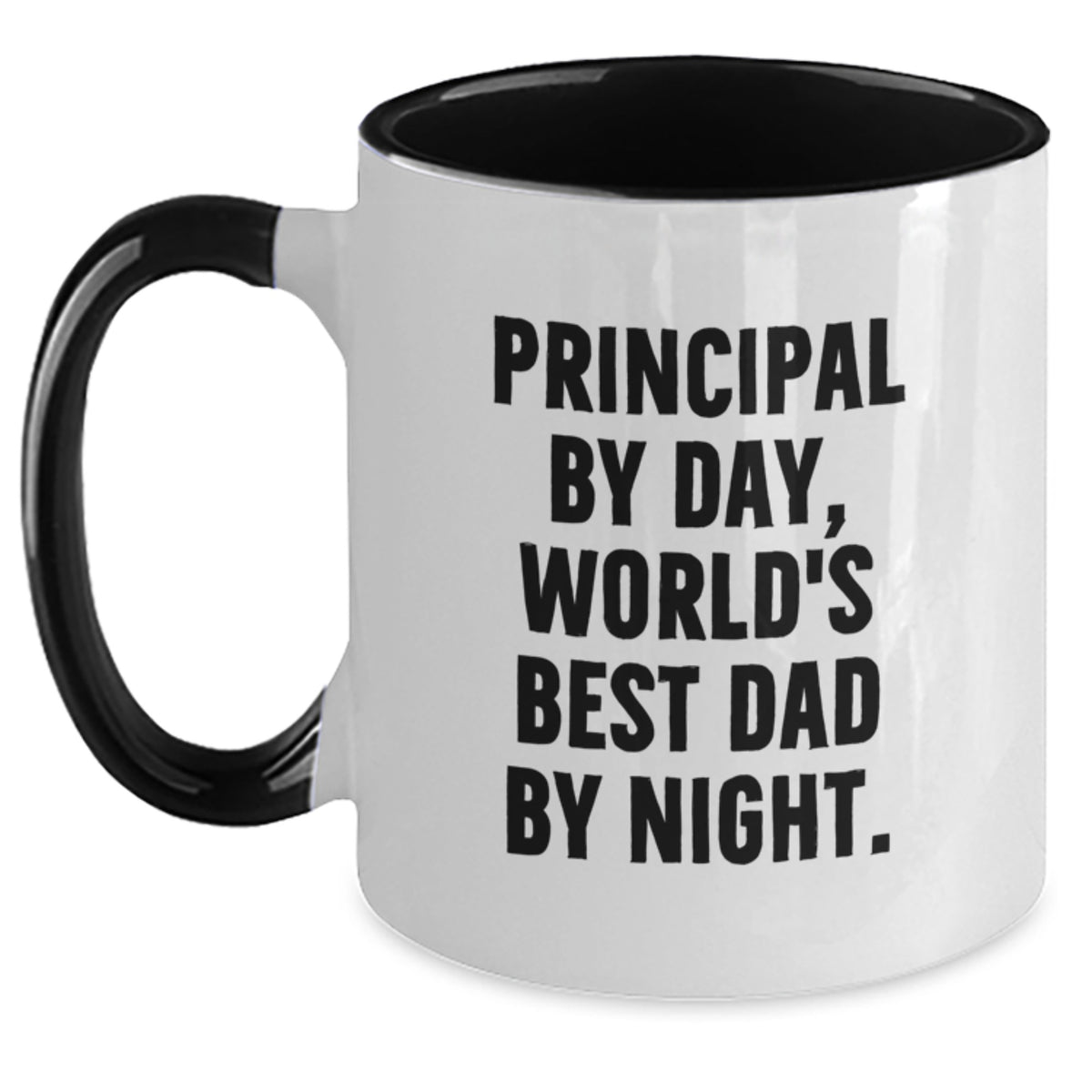 Principal Gifts, Funny Two Tone Coffee Mug, Birthday Unique Gifts from Men for World's Best Dad By Night. - Main