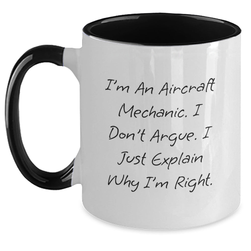Aircraft Mechanic Humor Funny Gifts from Friends for Graduation Unique Two Tone Coffee Mug - Main