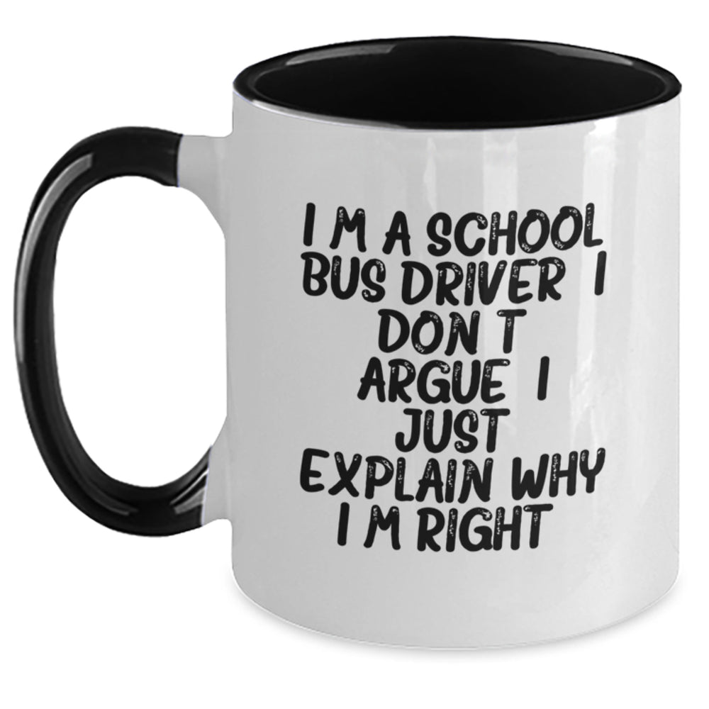 Funny School Bus Driver Gifts from Friends - Inspirational Two Tone Coffee Mug for School Bus Driver Men, Gifts for School Bus Driver Women, Graduation Unique Gifts, 11oz Ceramic Mug - Main