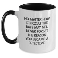 Load image into Gallery viewer, Detective Quote Inspiration Gifts from Men to Friends, Two Tone Coffee Mug, Never Forget Reason Became Detective, Birthday Unique Gifts - Main
