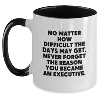 Load image into Gallery viewer, Executive Two Tone Coffee Mugs, Funny Christmas Unique Gifts for Men, Women, Coworkers, Family - Never Forget The Reason You Became An Executive - Main
