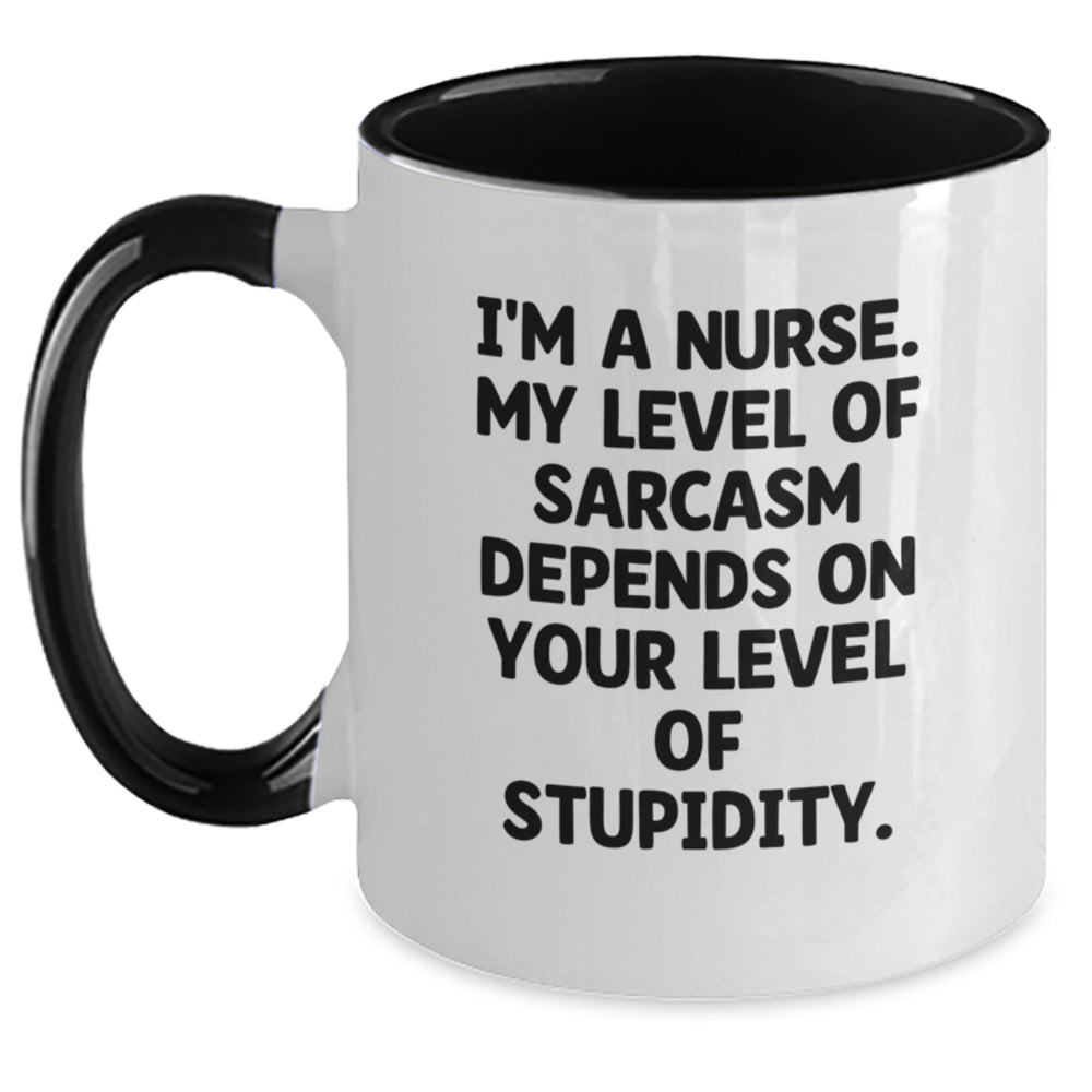 Funny Nurse Gifts from Friends, Christmas Unique Coffee Mugs for Nurses, Two Tone Mug with I'm A Nurse Sarcasm Quote - Main