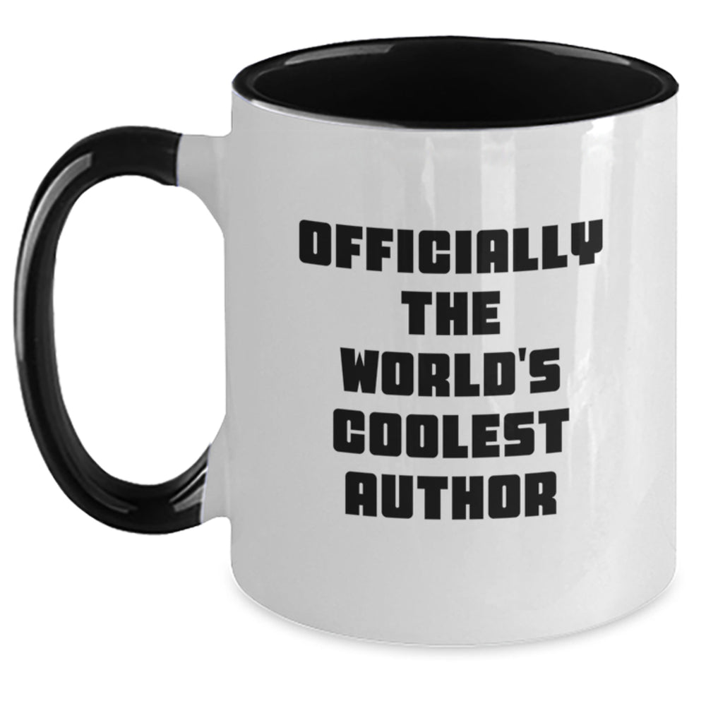 Officially The World's Coolest Author Funny Quote Two Tone Coffee Mug Gifts from Friends and Family for Author Christmas Unique - Main