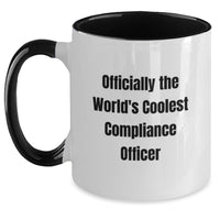 Load image into Gallery viewer, Funny Compliance Officer Gifts from Friends, Officially The World&#39;s Coolest, Two Tone Christmas Unique Coffee Mugs for Compliance Officers, Perfect Present for Men - Main
