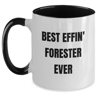 Load image into Gallery viewer, Funny Forester Gifts for Men, Best Effin&#39; Forester Two Tone Coffee Mug, Unique Christmas Memorable Presents for Forester Lovers from Friends - Main
