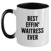 Load image into Gallery viewer, Funny Waitress Gifts from Friends, Unique Christmas Memorable Presents for Waitress, Best Effin&#39; Waitress Ever Two Tone Coffee Mug, Perfect for Coworkers, Family - Main
