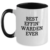 Load image into Gallery viewer, Funny Warden Gifts from Friends Christmas Unique Mugs, Best Effin' Ever Two Tone Coffee Mug, Black and White - Main
