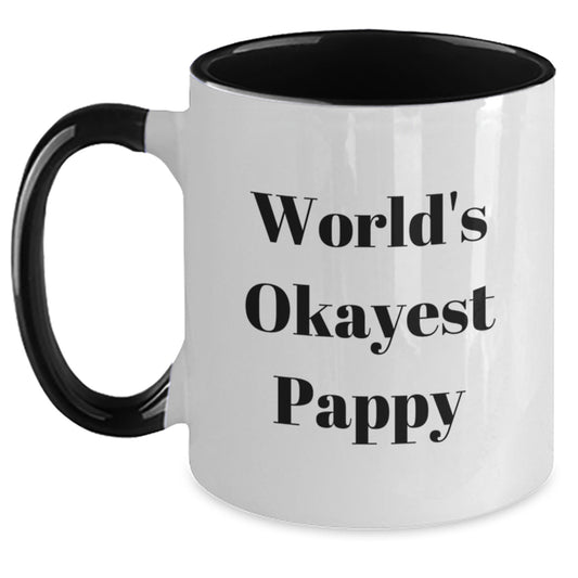 World's Okayest Pappy Two Tone Coffee Mugs Funny Birthday Unique Gifts for Pappy from Friends - Main