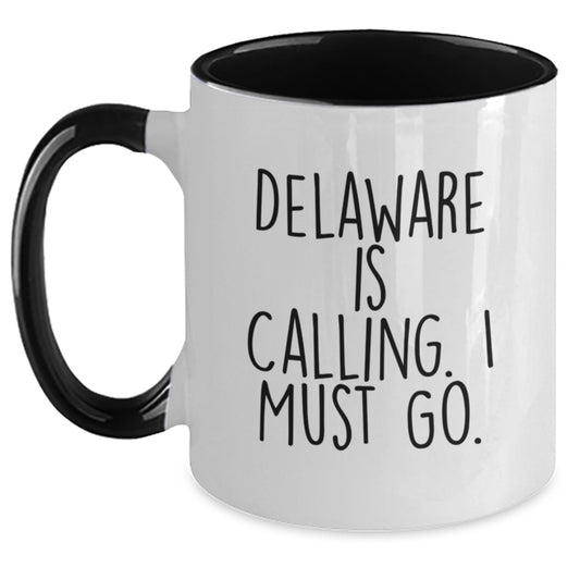 Delaware Gifts for Graduates, Funny Two Tone Coffee Mugs, Gifts from Friends, Family, or Coworkers - Main