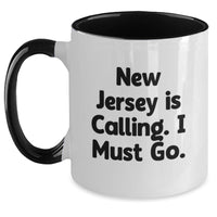 Load image into Gallery viewer, Funny New Jersey Gifts from Friends for New Jersey Lovers - New Jersey Is Calling, Two Tone Coffee Mug for Valentine's - Main
