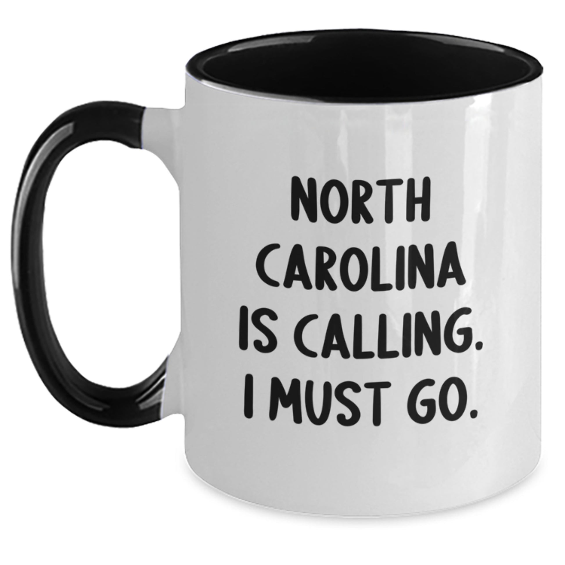 Funny North Carolina Gifts for Friends from Men, Two Tone Coffee Mugs with 'North Carolina Is Calling. I Must Go.' Quote, Unique Graduation Unique Gifts - Main