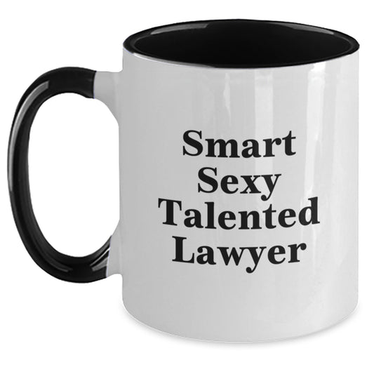 Funny Lawyer Gifts from Friends for Men - Smart Sexy Talented Lawyer Two Tone Coffee Mug, Graduation Unique Gifts for Lawyer Colleagues - Main