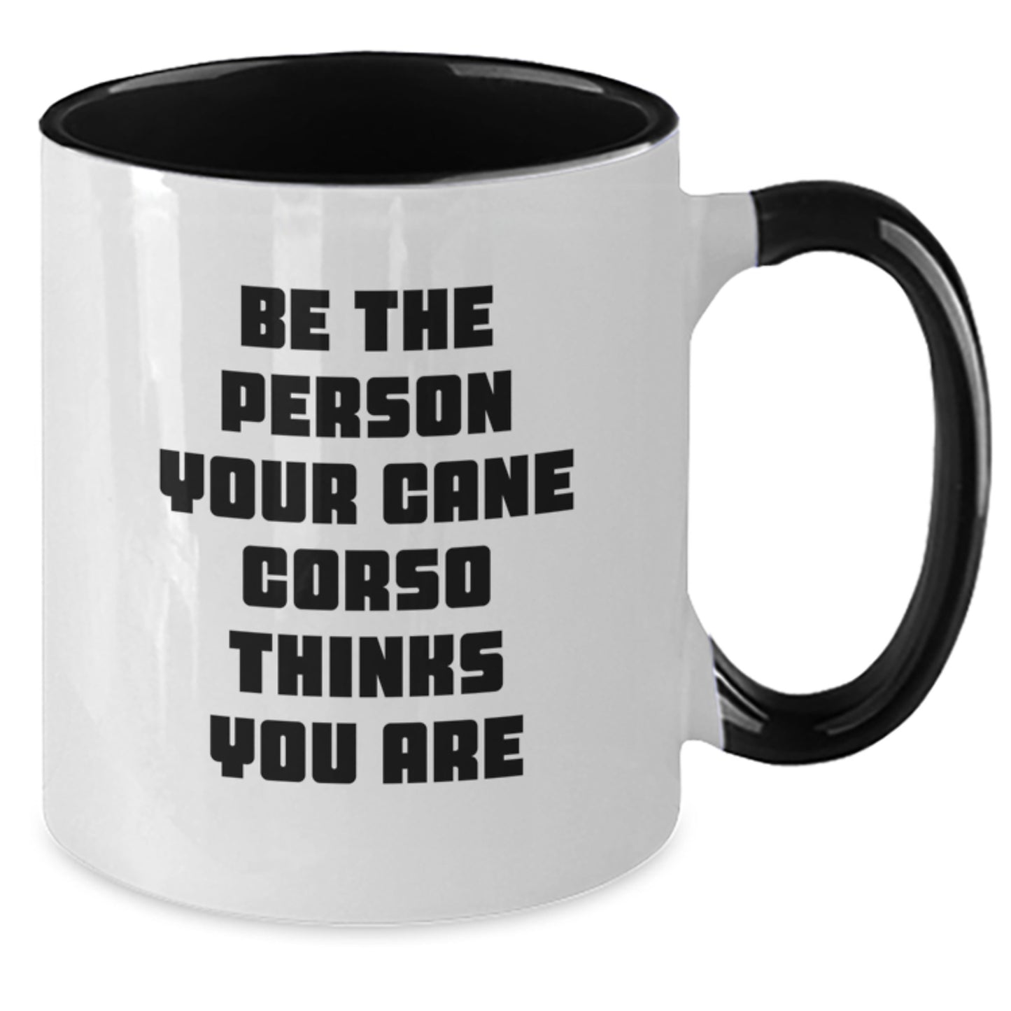 Be the Person Your Cane Corso Thinks You Are Funny Cane Corso Dog Gifts from Friends - Birthday Unique Gifts for Dog Lovers - Two Tone Coffee Mug - Additional