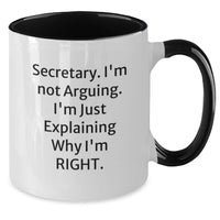 Load image into Gallery viewer, Funny Secretary Quote Two Tone Coffee Mug Gifts from Men to Secretary, Birthday Unique Gifts for Secretary, Women, Coworkers, Family, Friends - Additional
