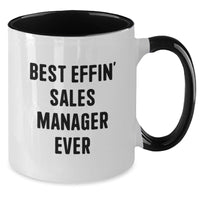 Load image into Gallery viewer, Funny Sales Manager Gifts from Friends - Best Effin&#39; Sales Manager Ever Two Tone Coffee Mug for Men on Christmas Unique Holidays - Additional
