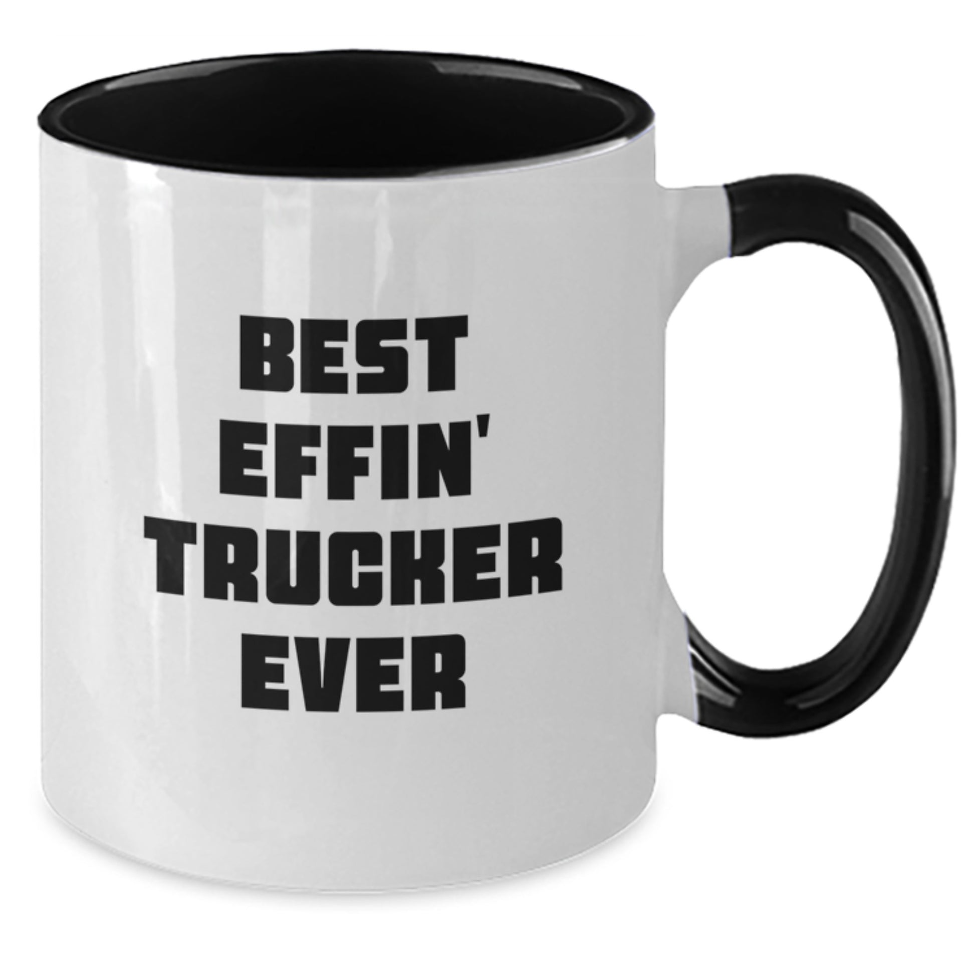 Funny Trucker Gifts from Friends, Unique Two Tone Coffee Mug for Men, Best Effin' Trucker Ever, Christmas Unique Gifts - Additional