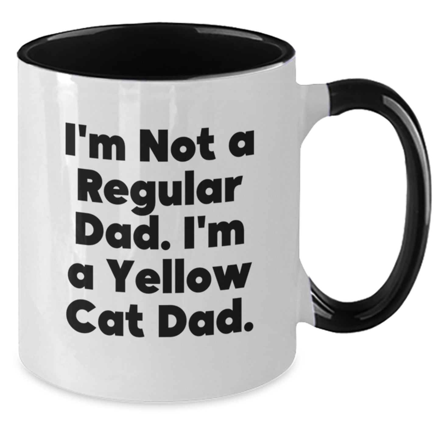 Funny Yellow Cat Gifts for Men, Women, Friends, Coworkers, Family - Two Tone Coffee Mug 'I'm Not A Regular Dad' - Additional