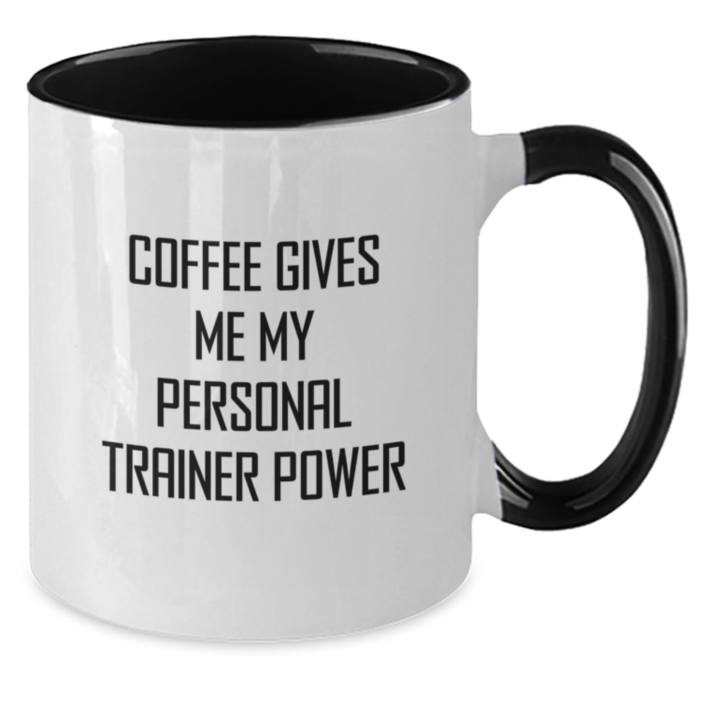 Funny Personal Trainer Gifts for Men - Two Tone Coffee Mug with 'Coffee Gives Me My Personal Trainer Power' Quote - Unique Graduation Unique Gifts from Friends to Family - Additional