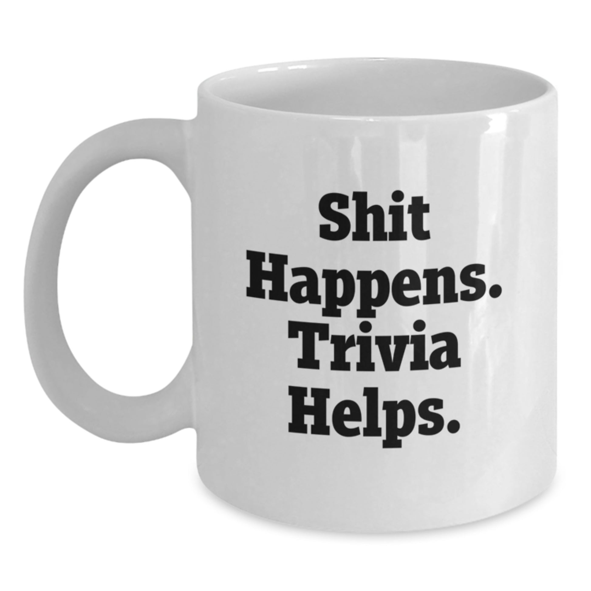 Funny Trivia Gifts for Men from Friends - Trivia Help White Coffee Mug, Graduation Unique Gifts - Main